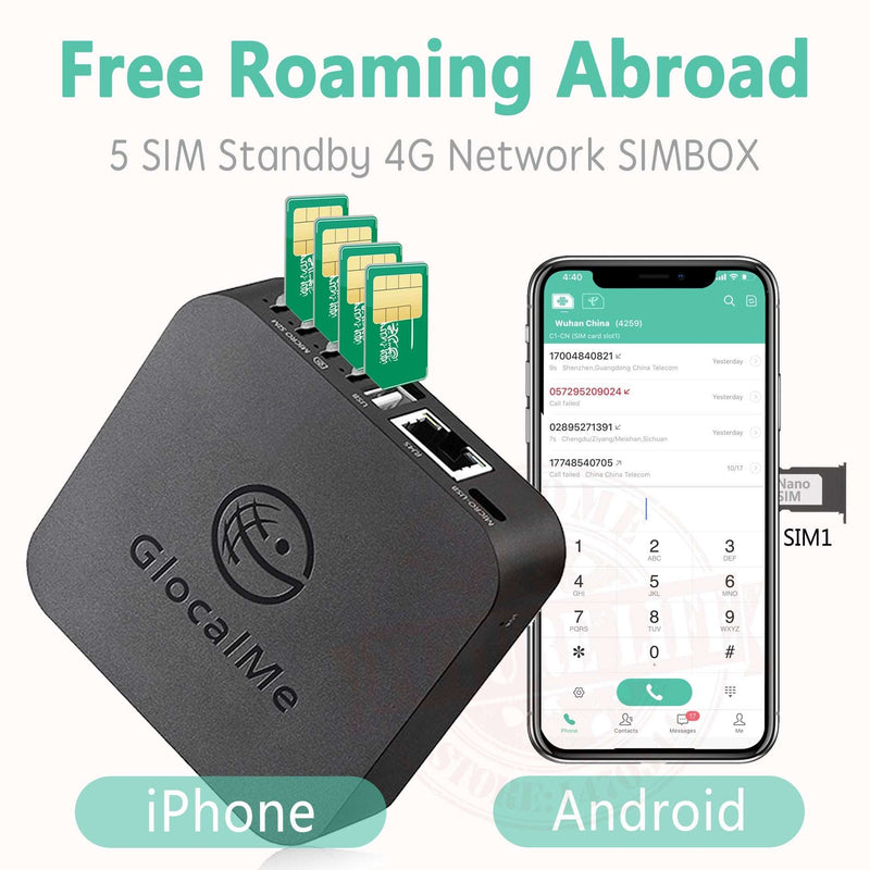 2022 Glocalme Global 4G SIMBOX - Multiple SIM Standby, No Roaming Abroad for iOS 6 - 16 & Android, WiFi/Data for Calls & SMS - SHAKLABS STORE