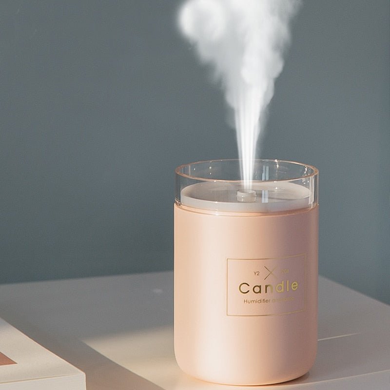 280ML Air Humidifier LED Candle Ultrasonic Cool Mist Essential Oil Diffuser - USB Aroma Lamp, Car Purifier, Fogger Mist Maker - SHAKLABS STORE