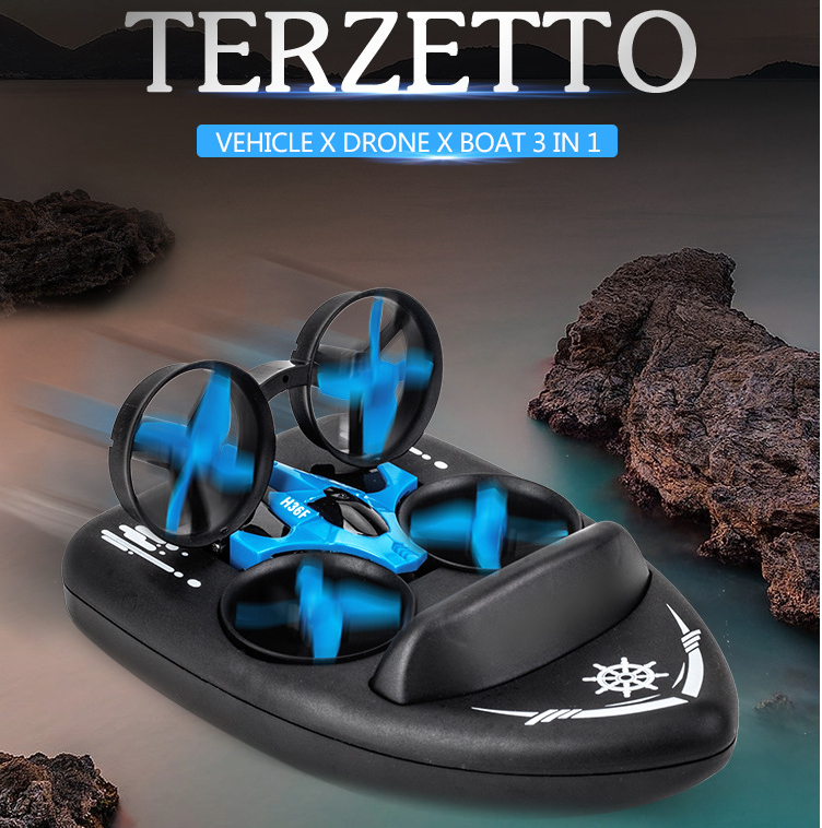 Upgraded H36 JJRC H36F Terzetto 3-in-1 RC Vehicle: The Ultimate Flying, Driving, and Boating Drone Toy ShakLabs Store