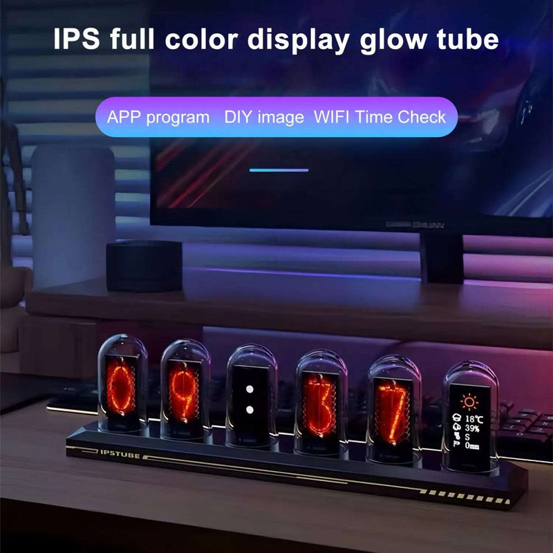 RGB Nixie Tube Clock - LED, IPS Screen, Smart Night Light