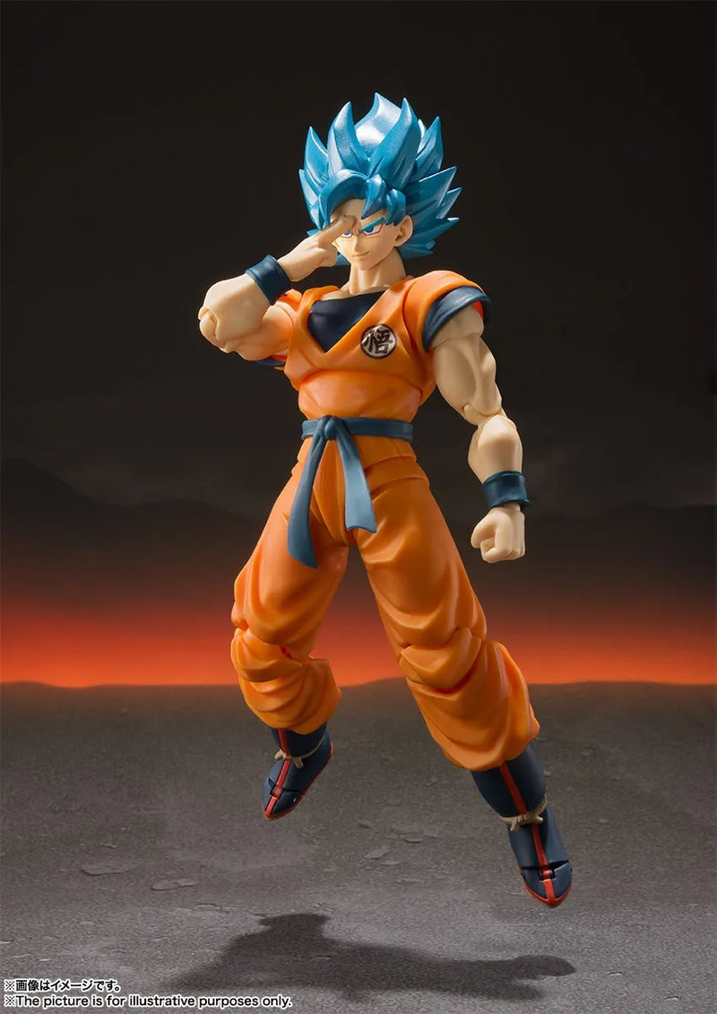 Original BANDAI S.H.Figuarts Super Saiyan God Son Goku Dragon Ball Super Broly Anime Figure Toys Action Movable PVC Model Gift