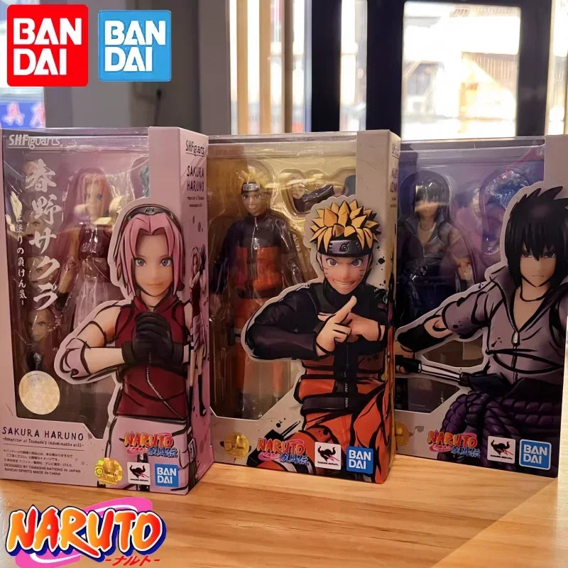 Original Bandai Shfiguarts Naruto Action Figures: Shippuden Sasuke Kakashi Sakura Uchiha Madara Movable Model Decorate Toys Gift