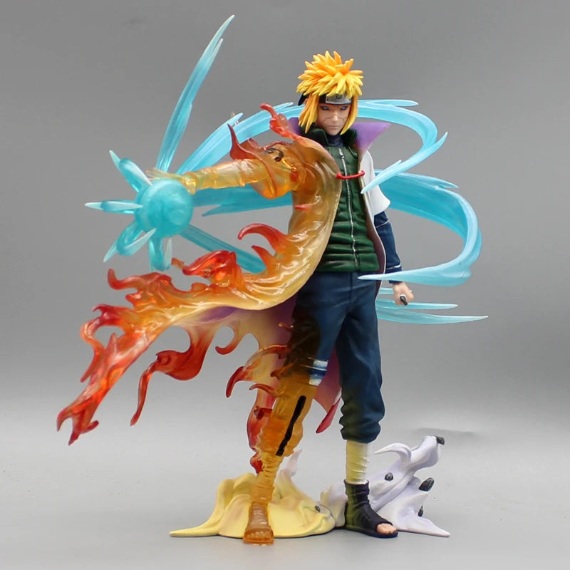 26cm Naruto Namikaze Minato Anime Figures Gk Figurine with LED Pvc Statue Rasengan Decoration Collectible Model Kids Toys Gift