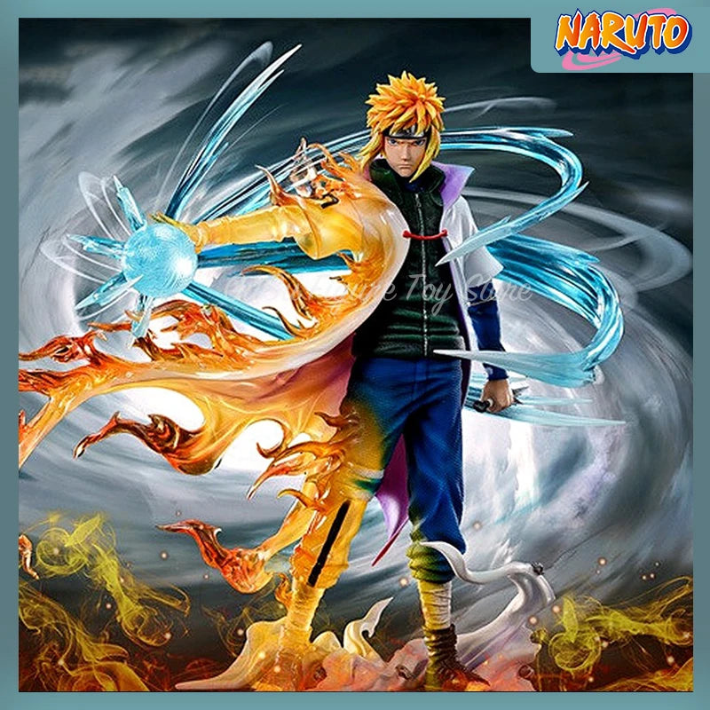 26cm Naruto Namikaze Minato Anime Figures Gk Figurine with LED Pvc Statue Rasengan Decoration Collectible Model Kids Toys Gift