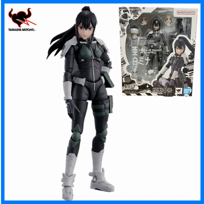 Original Anime Bandai Kaiju No. 8 Ashiro Mina S.H.Figuarts Action Figure PVC Model Toys Doll 14CM Collector Figurine