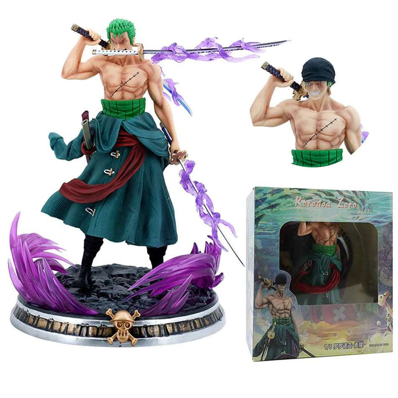 Unleash Roronoa Zoro's Three-Sword Fighting Prowess with this Dynamic One Piece Action Figure