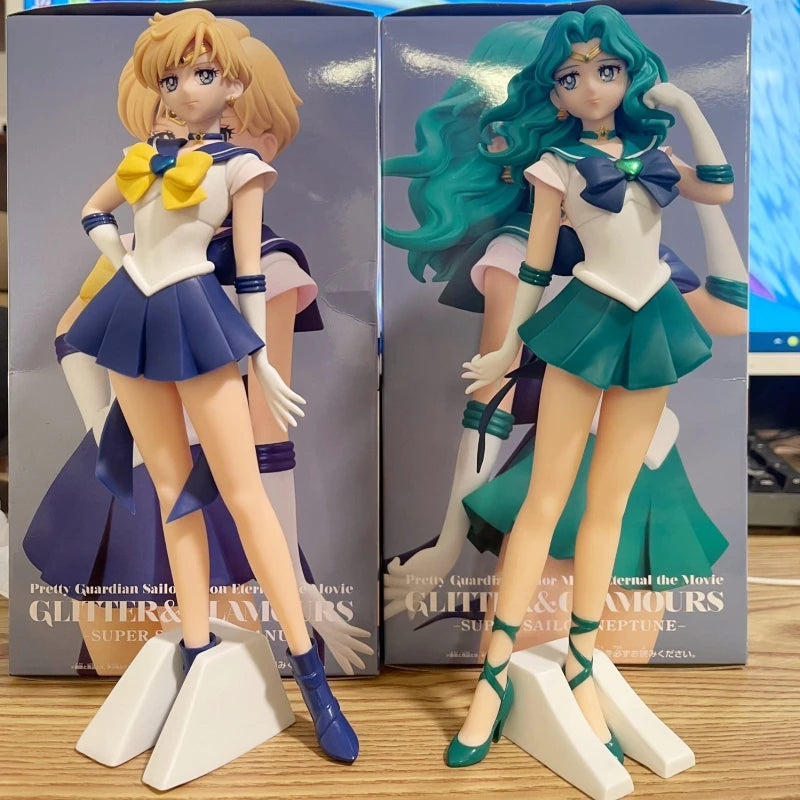 Original Sailor Moon Cosmos The Movie Glitter Glamours Kaiou Michiru Sailor Neptune Pvc Action Figures 23cm Toys Kids Figurine