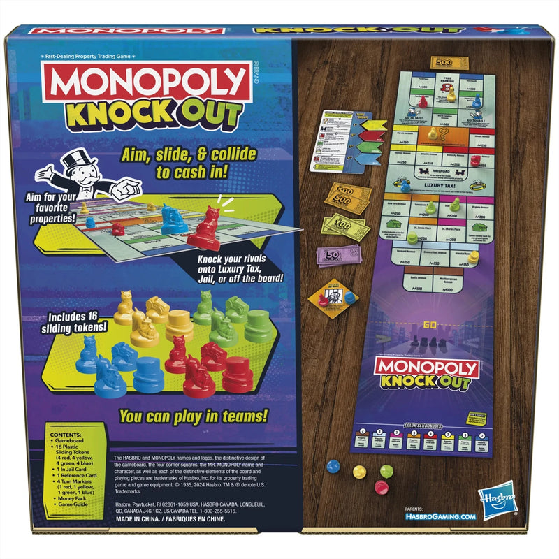 Original Genuine Hasbro Gaming Board Game Monopoly Knock Out Fast-dealing Property Trading Family Party Game for Birthday Gift