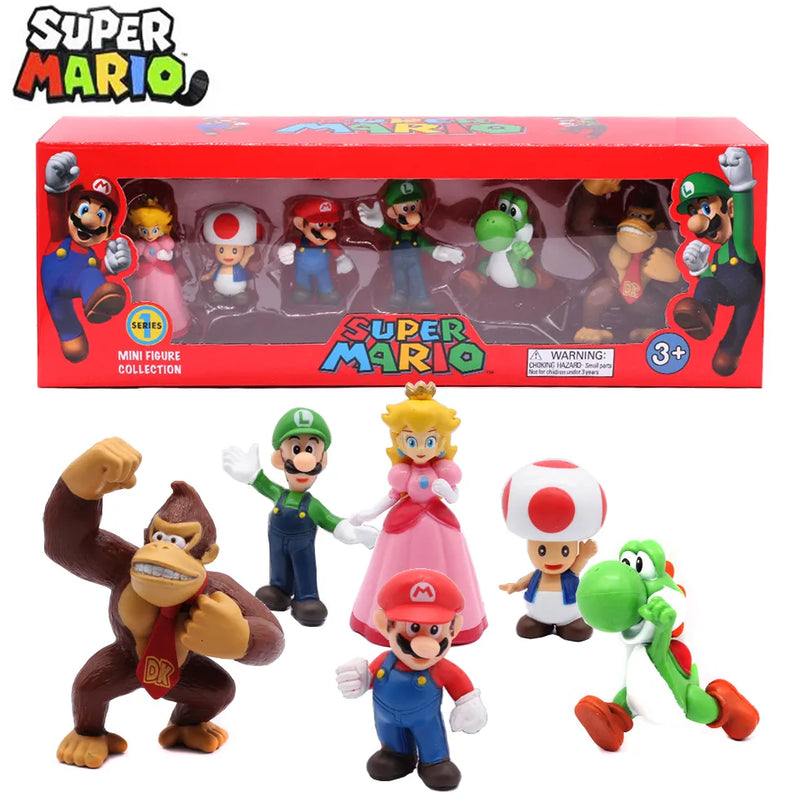 Super Mario Bros 6-Figure Set PVC Action Toys for Kids