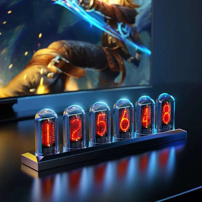 RGB Nixie Tube Clock - LED, IPS Screen, Smart Night Light