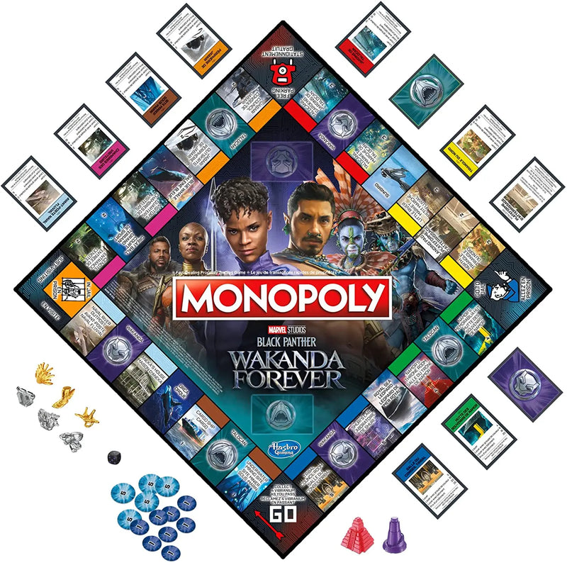 Original Hasbro Monopoly Board Game Marvel Black Panther Wakanda Forever Party Table Game for Family Kids Toys for Children Gift