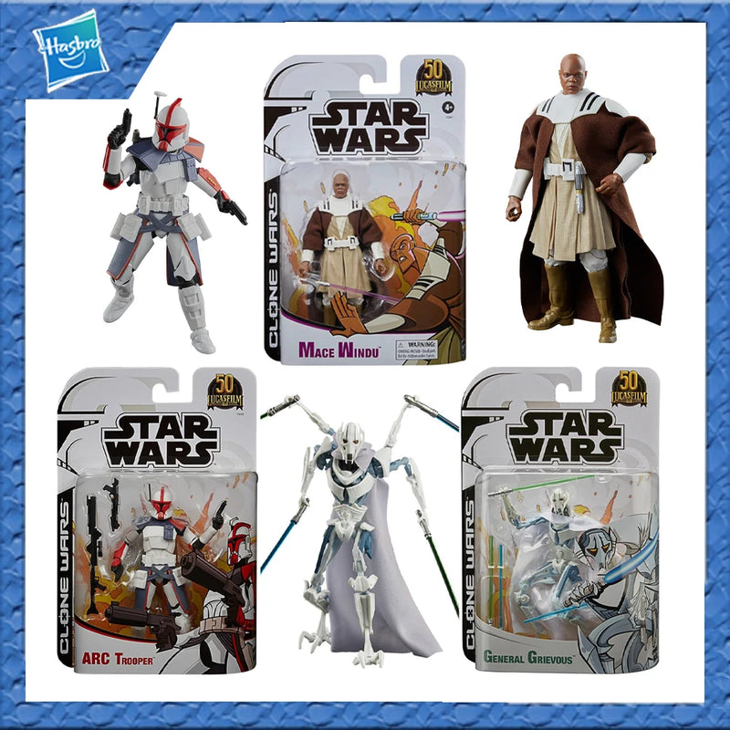 Star Wars: Mace Windu, Grievous & ARC Trooper Figuras (Original Hasbro)