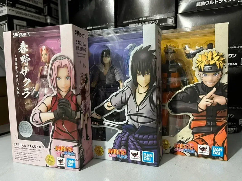 Original Bandai Shfiguarts Naruto Action Figures: Shippuden Sasuke Kakashi Sakura Uchiha Madara Movable Model Decorate Toys Gift