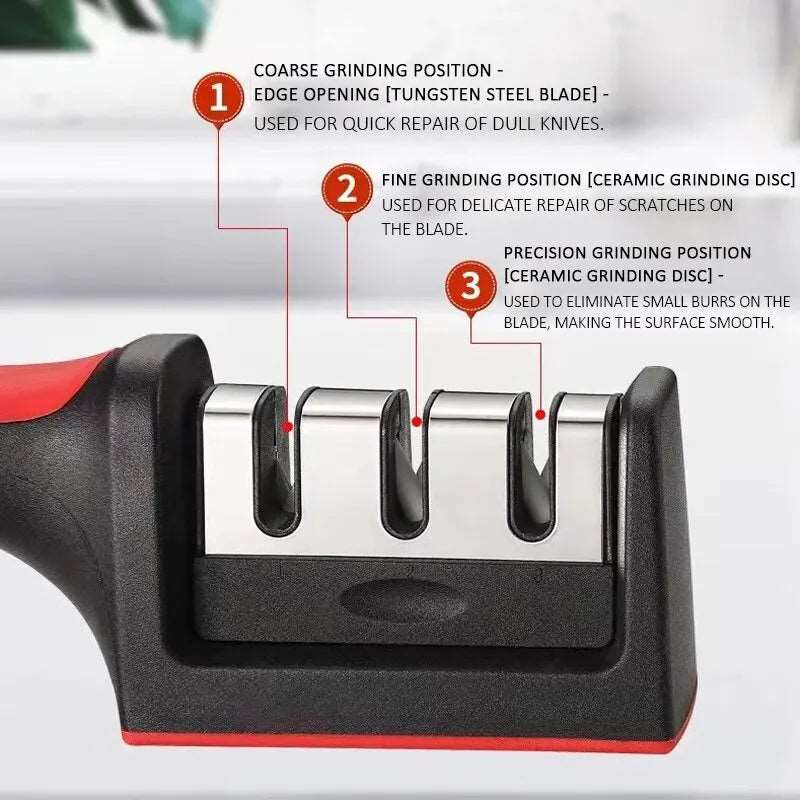 Sharpen Like a Pro! Kitchen 3/4-Segment Knife Sharpener