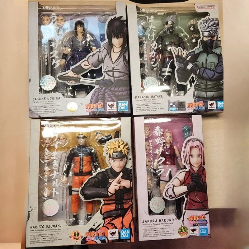 Original Bandai Shfiguarts Naruto Action Figures: Shippuden Sasuke Kakashi Sakura Uchiha Madara Movable Model Decorate Toys Gift