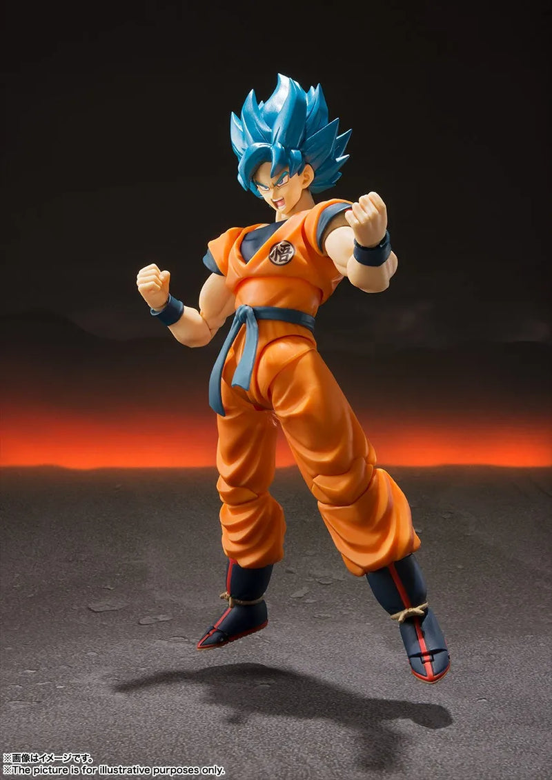 Original BANDAI S.H.Figuarts Super Saiyan God Son Goku Dragon Ball Super Broly Anime Figure Toys Action Movable PVC Model Gift