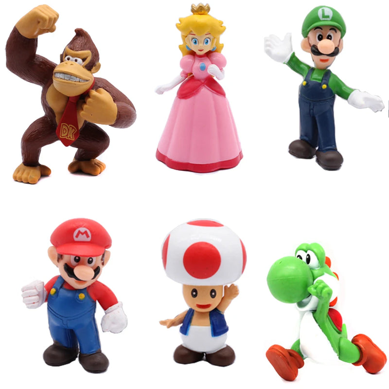 Super Mario Bros 6-Figure Set PVC Action Toys for Kids