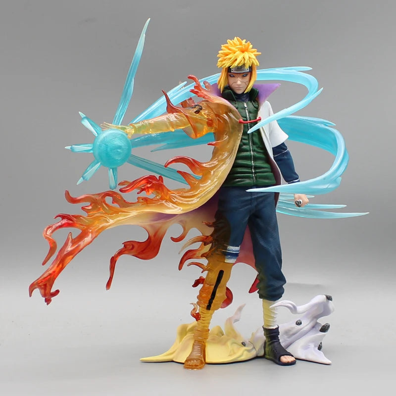 26cm Naruto Namikaze Minato Anime Figures Gk Figurine with LED Pvc Statue Rasengan Decoration Collectible Model Kids Toys Gift