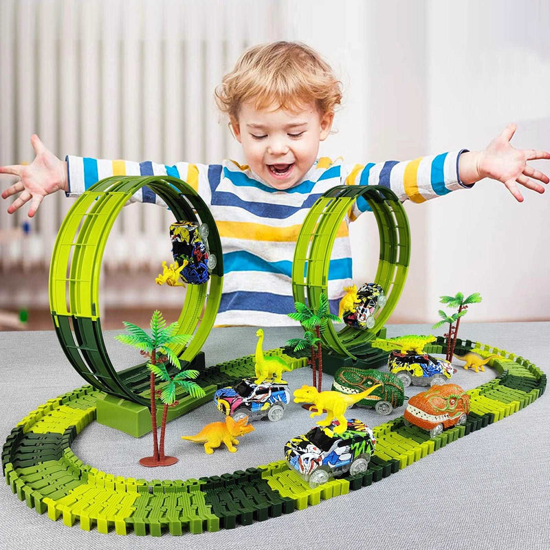 Bendable Race Track & Light - Up Dino Car! (3 - 12 Years Old) - SHAKLABS STORE