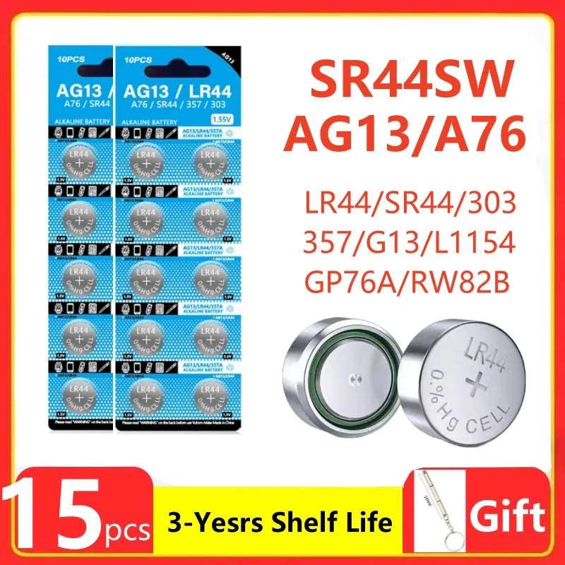 Bulk Pack AG13/LR44 Button Batteries (1.55V, Zn/MnO2) - SHAKLABS STORE