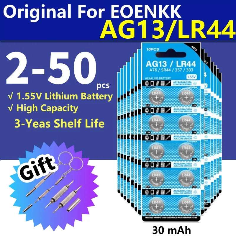 Bulk Pack AG13/LR44 Button Batteries (1.55V, Zn/MnO2) - SHAKLABS STORE