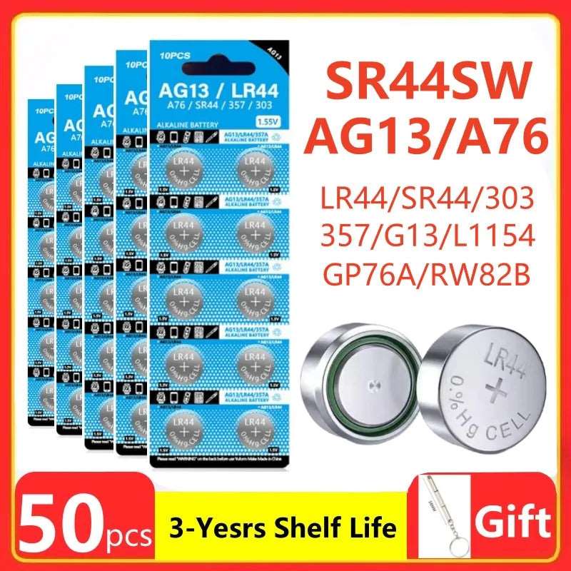 Bulk Pack AG13/LR44 Button Batteries (1.55V, Zn/MnO2) - SHAKLABS STORE