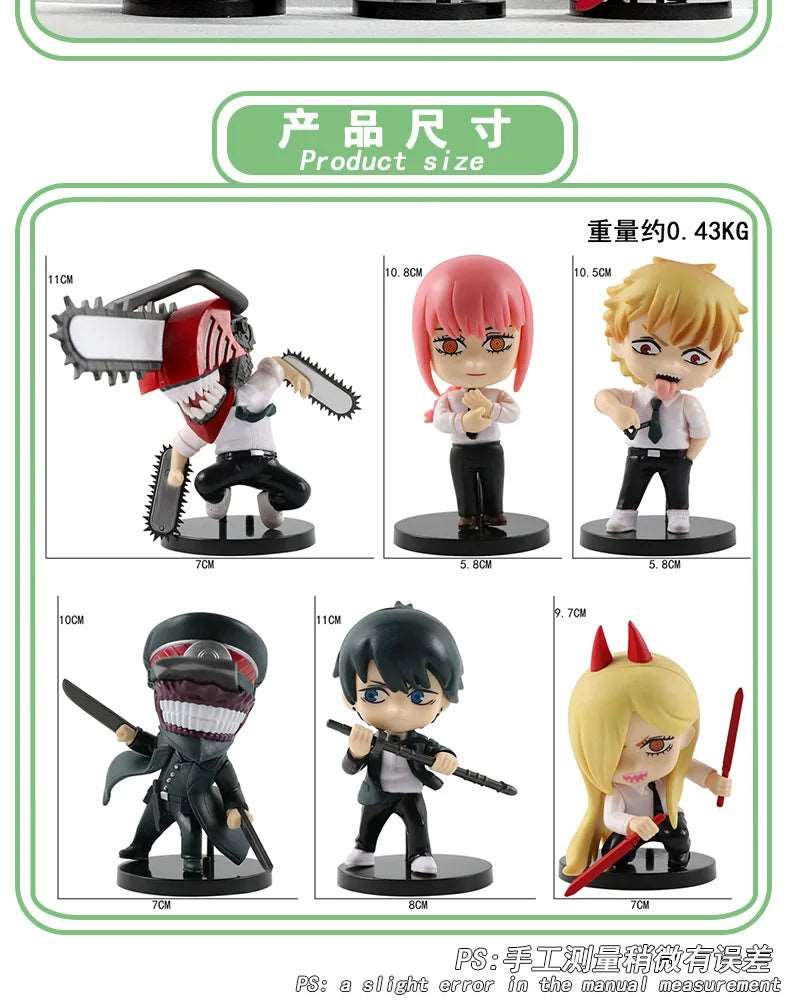 Chainsaw Man Mini Figures 6pcs Set - Denji & Friends PVC - SHAKLABS STORE