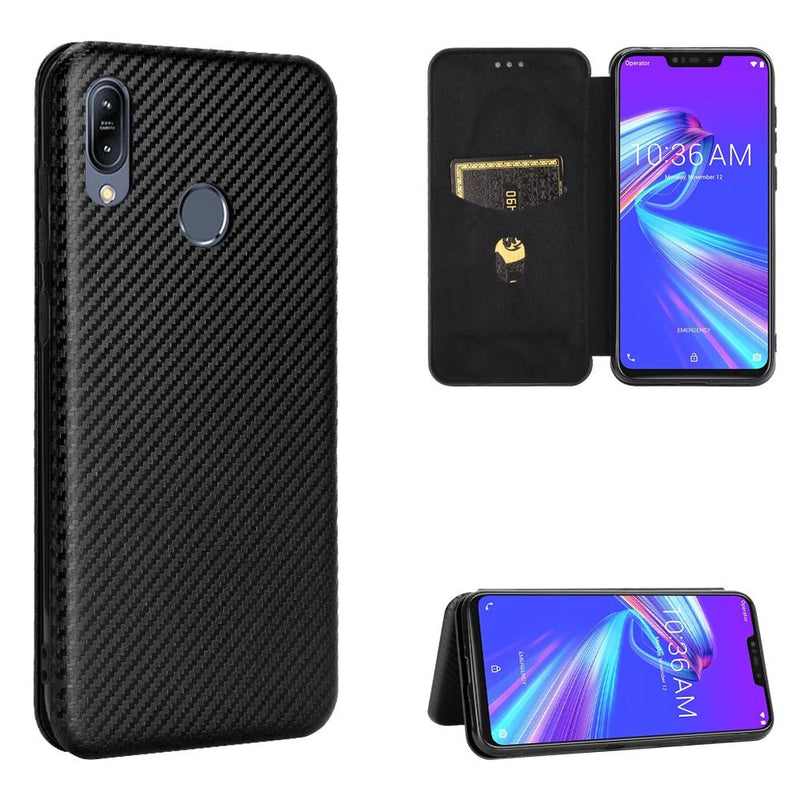 For Asus Zenfone Max M2 ZB633KL Case Carbon Fiber Flip Leather Case For Asus Zenfone Max ZB633KL Case Cover 6.3" - SHAKLABS STORE