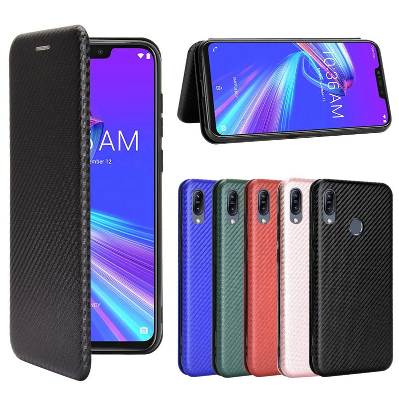 For Asus Zenfone Max M2 ZB633KL Case Carbon Fiber Flip Leather Case For Asus Zenfone Max ZB633KL Case Cover 6.3" - SHAKLABS STORE