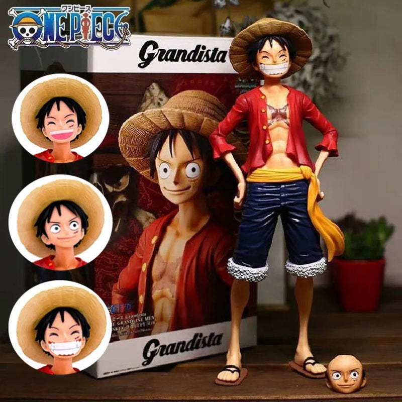 Hot 28cm One Piece Anime Figure Confident Smiley Luffy Three Form Face Changing Doll Action Figurine Model Toys Kits - SHAKLABS STORE