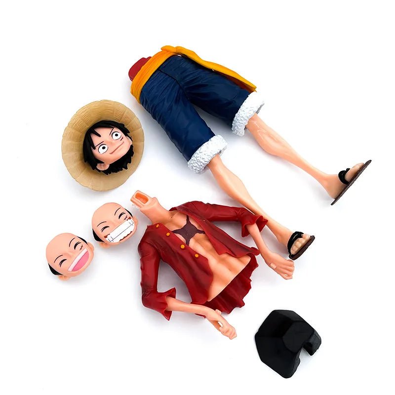 Hot 28cm One Piece Anime Figure Confident Smiley Luffy Three Form Face Changing Doll Action Figurine Model Toys Kits - SHAKLABS STORE