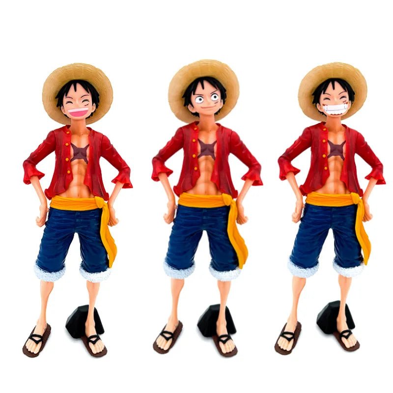 Hot 28cm One Piece Anime Figure Confident Smiley Luffy Three Form Face Changing Doll Action Figurine Model Toys Kits - SHAKLABS STORE