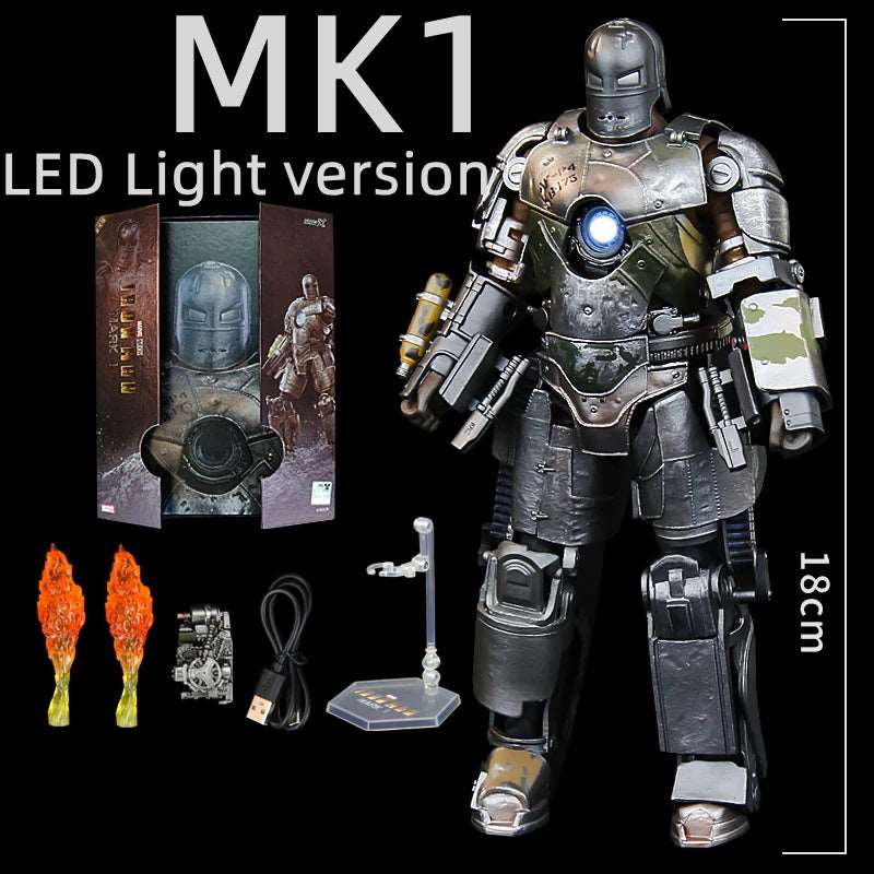 Iron Man Action Figure with Suit - Up Gantry LED Light | Highly Detailed and Articulated Action Figure - SHAKLABS STORE