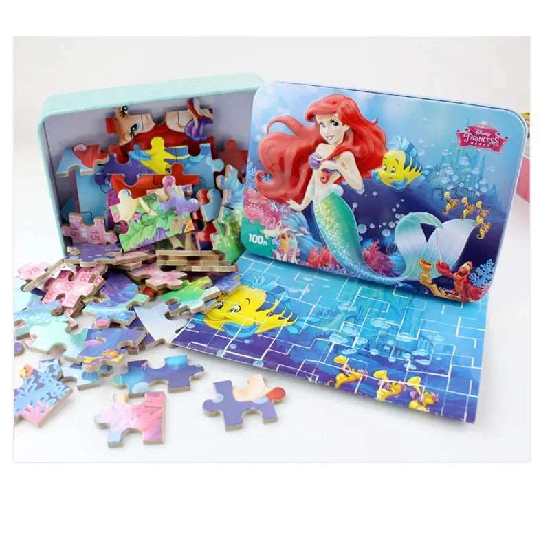 Join Disney Princesses, Cars, Sophia, and Spider - Man in this 100 - Piece Wooden Puzzle Set - SHAKLABS STORE