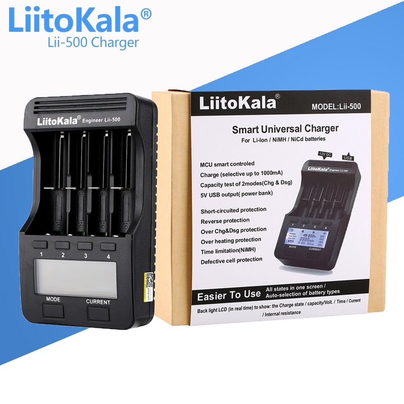 LiitoKala Lii - PL2 Battery Charger: Intelligent 4 - Slot Charger for 18650, 26650, 21700, AA, AAA Batteries - SHAKLABS STORE