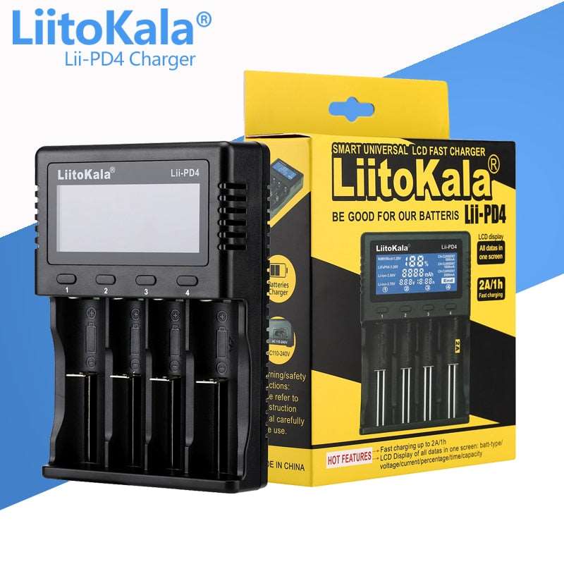 LiitoKala Lii - PL2 Battery Charger: Intelligent 4 - Slot Charger for 18650, 26650, 21700, AA, AAA Batteries - SHAKLABS STORE