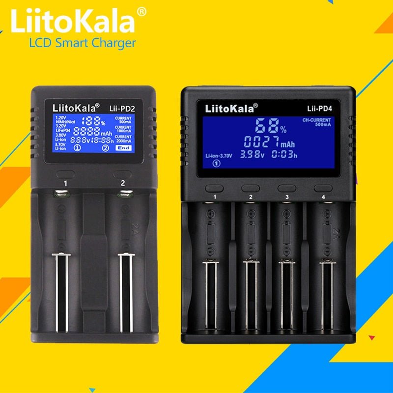 LiitoKala Lii - PL2 Battery Charger: Intelligent 4 - Slot Charger for 18650, 26650, 21700, AA, AAA Batteries - SHAKLABS STORE