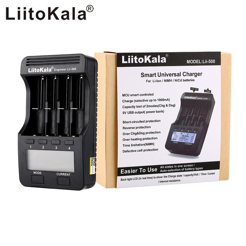 LiitoKala Lii - PL2 Battery Charger: Intelligent 4 - Slot Charger for 18650, 26650, 21700, AA, AAA Batteries - SHAKLABS STORE