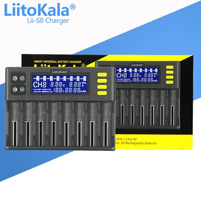 LiitoKala Lii - PL2 Battery Charger: Intelligent 4 - Slot Charger for 18650, 26650, 21700, AA, AAA Batteries - SHAKLABS STORE