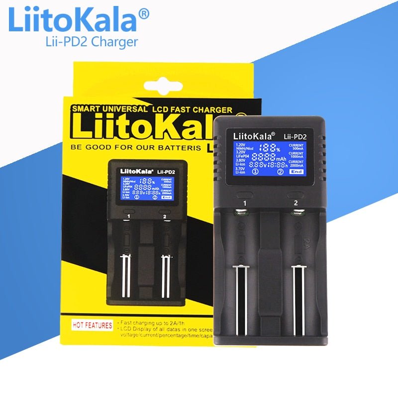 LiitoKala Lii - PL2 Battery Charger: Intelligent 4 - Slot Charger for 18650, 26650, 21700, AA, AAA Batteries - SHAKLABS STORE