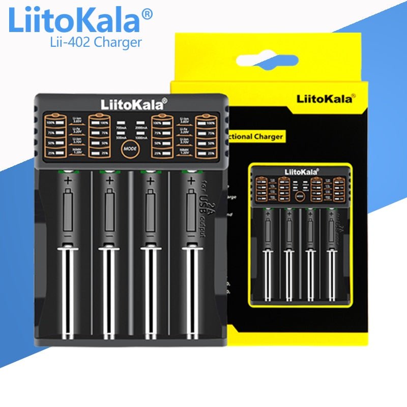 LiitoKala Lii - PL2 Battery Charger: Intelligent 4 - Slot Charger for 18650, 26650, 21700, AA, AAA Batteries - SHAKLABS STORE