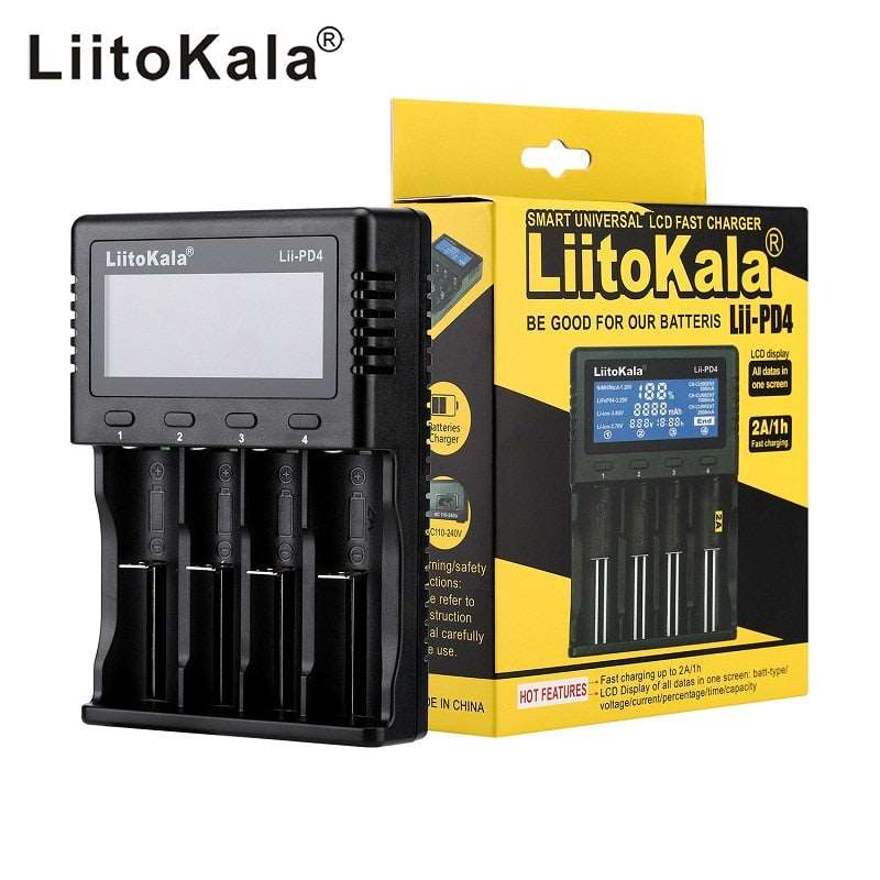 LiitoKala Lii - PL2 Battery Charger: Intelligent 4 - Slot Charger for 18650, 26650, 21700, AA, AAA Batteries - SHAKLABS STORE