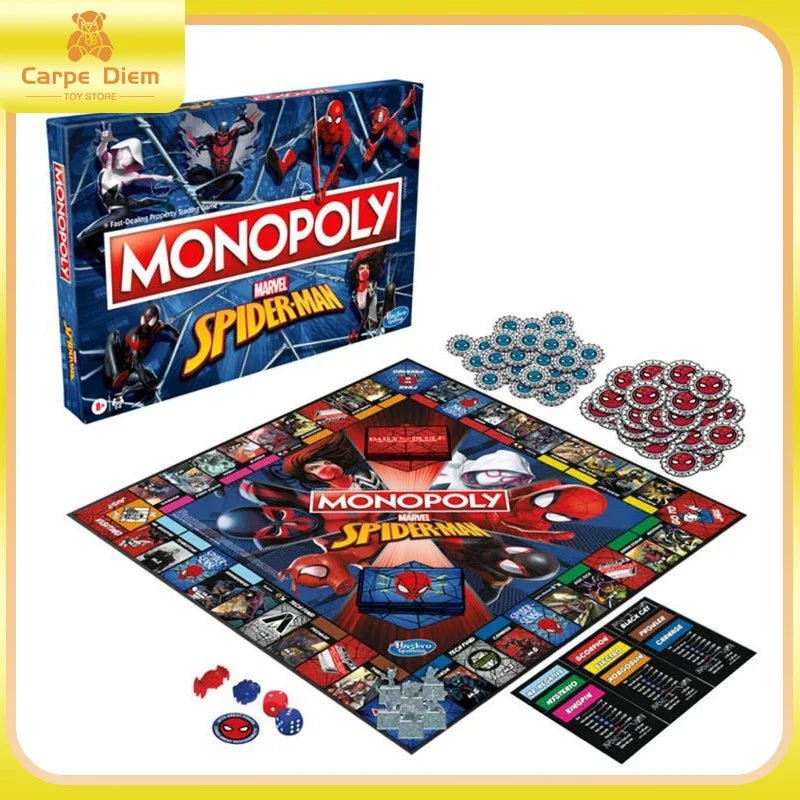 Marverl Spiderman Monopoly Board Game Favorite Of Kids Real Estate Tycoon Series Children Toys Christmas Birthday Gift For Kids - SHAKLABS STORE