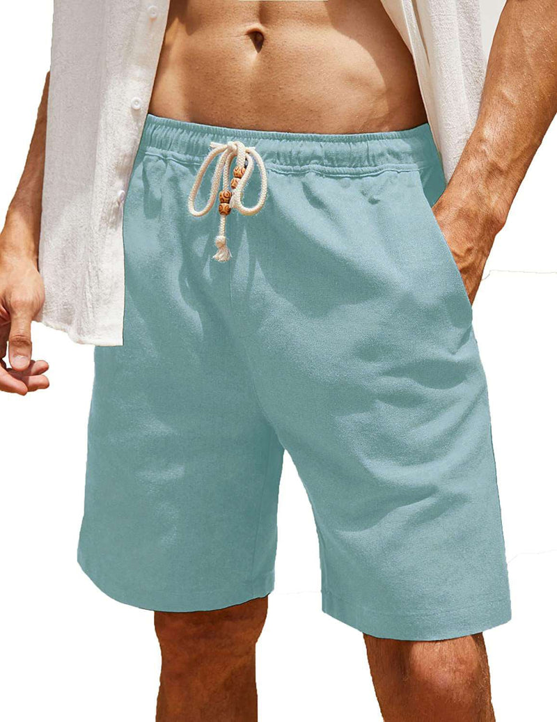 Men's Cotton And Linen Lace - up Plus Size Pocket Casual Shorts - SHAKLABS STORE