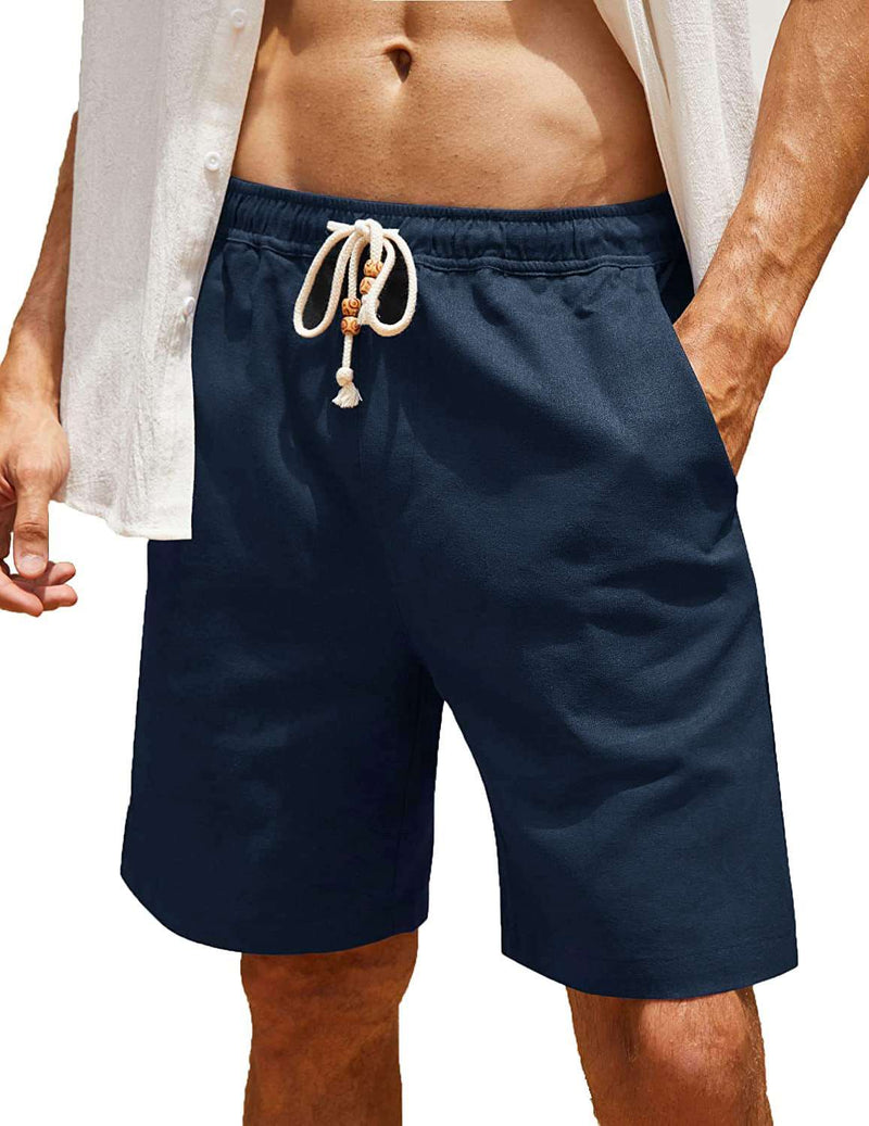 Men's Cotton And Linen Lace - up Plus Size Pocket Casual Shorts - SHAKLABS STORE