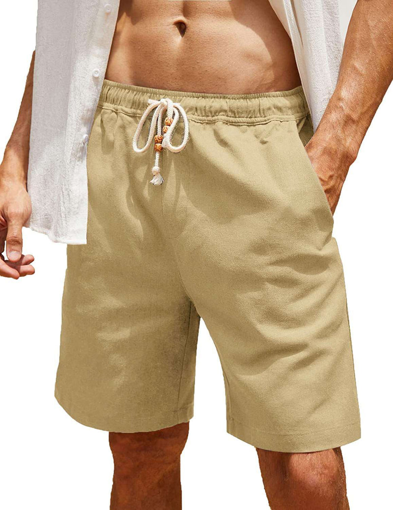 Men's Cotton And Linen Lace - up Plus Size Pocket Casual Shorts - SHAKLABS STORE