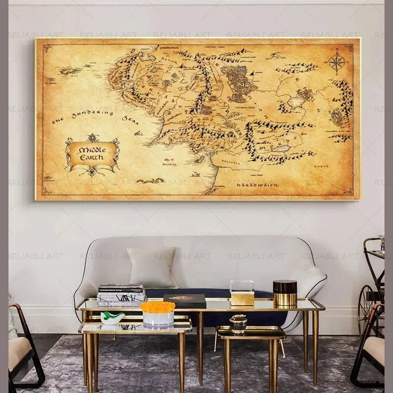 Movie Map of Middle Earth Canvas Painting - SHAKLABS STORE