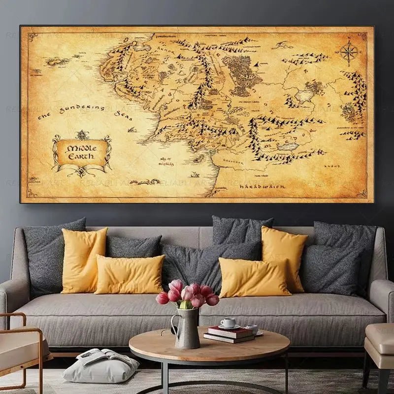 Movie Map of Middle Earth Canvas Painting - SHAKLABS STORE