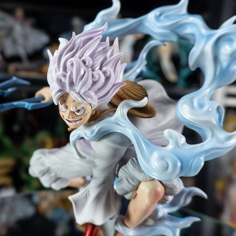 One Piece Anime Lightning Luffy Gear 5 Figurine Sun God Nikka Squatting Scene 19cm PVC Action Figures Adult Model Toys for Boys - SHAKLABS STORE